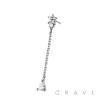 316L SURGICAL STEEL THREADLESS PUSH IN STAR TEAR DROP CHAIN CZ TOP PART